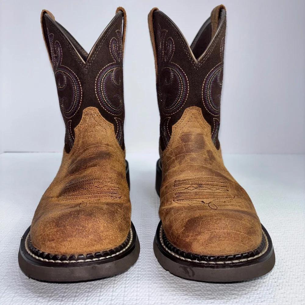 Ariat Leather Western Cowboy Boots Kids 6.5 B Style 10034020‎ Brown Big Kids